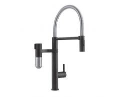 Franke 1200551242 120.0551.242 Vital Semi-PRO-Rubinetto da Cucina con Filtro ad Acqua, Nero Opaco/Acciaio Ottico, Noir Mat/Acier Optique