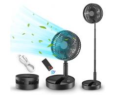 Pieghevole Ventilatore a Piantana Silenzioso con Telecomando - 7200mah Ventilatori a Batteria USB Portatile Piccolo Fan Ricaricabile Potente Camera da Letto con Timer per Tavolo Ufficio Viaggio Casa
