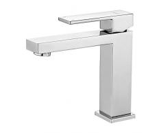 Ibergrif M11005 Atenas, Miscelatore Lavabo Quadrato, Rubinetto Monocomando per Bagno, Cromo, argentotrasparente, 1x28g