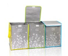 iBoscoly Set di 3 Contenitori Pattumiera Raccolta Differenziata con Coperchio Eco-Friendly - Bidoni Immondizia per Raccolta Spazzatura Riciclaggio e Rifiuti - Facile da Svuotare (Elegance Edition)