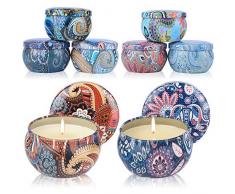 UIHOL Candele Profumate, Set da 8,Set Regalo Donna, 100% Natural Soy Wax Candela Profumate Regalo per Yoga La Decorazione di La Festa Nuziale Natale Compleanno