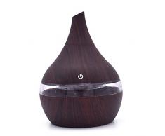 Darringls Umidificatore Ambiente, Diffusore di Aromi,Umidificatore per Aromaterapia, Air Aroma Oli Essenziali, LED 7 Colori per Yoga, Spa, Soggiorno, Silenzioso 300ml