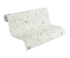 A.S. Création 937701 Fleuri Pastel - Carta da parati Fiori di campo, colori: bianco, viola pastello, verde chiaro, crema