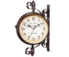 Liummrcy Orologio da parete esterno, orologio da giardino impermeabile orologio vintage a doppia faccia a doppia faccia a parete montata Orologio da giardino per orma