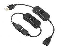 LEDLUX CL7666 Cavo USB con Interruttore on/off, Interruttore a Bilanciere Linea di Estensione USB per Lampada da Scrivania a LED, Ventilatore USB, Strisce LED - 2 Pezzi