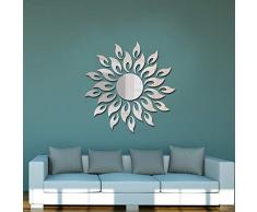 Adesivi murali 3D girasole girasole rotondo acrilico soggiorno camera da letto TV sfondo decalcomanie della parete camera matrimoniale ingresso Home Decor (Argento)