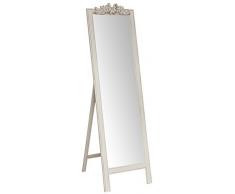 Tidyard Specchio da Terra in Pelle Sintetica Argento Lucido Vetro MDF 30 x 150 cm