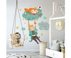 R00440 Adesivi Murali Bambino Ecologici e Anallergici Soffice Effetto Tessuto Riposizionabile Favola Il Piccolo Principe Decorazione Muro Neonato Cameretta Asilo Nido Carta da Parati Adesiva