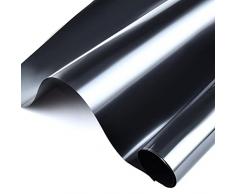 Lubudup Pellicola per finestra, non adesiva per la protezione solare della privacy, pellicola isolante termico anti-UV, per la famiglia e lufficio nero argento, 30 cm x 1 m
