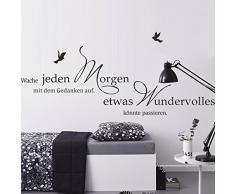 DecalMile Nero Scritte e Frasi Adesivi Mural etwas Wundervolles könnte passieren Uccelli Stickers Murali Vinile Removibile Adesivi Da Parete Decorazioni per Soggiorno Camera Da Letto