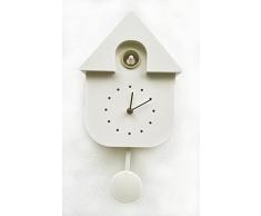 SPRING LIFE Orologio a cucù da parete in stile chalet design moderno con suono tweeting uccello in 3 colori (bianco sporco), 29,5x21,5x8,5