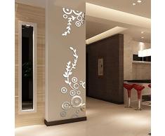Wall Stickers 3d Specchio DIY 3D Flowers Fiori Acrilico Muro Di Cristallo Rimovibile Impermeabile Adesivi Murales Carta Da Pareti Decorazione Murali,Mambain