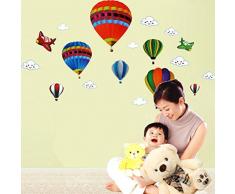 VORCOOL Adesivo da parete rimovibile Creativo Mongolfiera Aeromobili e Smile Nuvole Wall Sticker Decalcomanie Camera da letto Decorazioni da parete