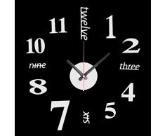 EsportsMJJ DIY Mini Moderna Arte Specchio Muro Orologio 3D Sticker Design Casa Ufficio Arredamento-Silver