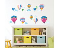 DECOWALL DW-1301AC-2 12 Mongolfiere nel Cielo Adesivi da Parete Decorazioni Parete Stickers Murali Soggiorno Asilo Nido Camera da Letto per Bambini