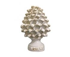 Generico Pigna Siciliana, Classica, Moderna, Decorativa, Ornamentale, Pigna Soprammobile Design Siciliano, Oggetto Tipico, Bomboniera H 8cm (Bianco_antichizzato)