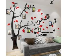 3D Albero Adesivi, Fai da te Albero Adesivo da Parete Murali Cornici per Foto Sticker Decorazioni per Soggiorno, Asili Nido, Bambini Stanze, Camera da Letto(L: 175 * 230CM,Rosso Destra)