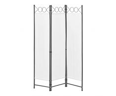 [en.casa] Paravento/Separè Decorativo per Interni/Balcone, 171 x 120 cm (AxL) Divisorio a 3 Pannelli per Camera da Letto/Studio Medico - Struttura Pieghevole - Bianco