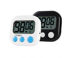 Jsdoin Timer da Cucina, Magnetico Digitale Timer da Cucina con Allarme Forte e Ampio Display LCD, 2 Pezzi