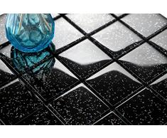 Piastrelle in Vetro cemento, a mosaico, 30 cm x 30 cm x 8 mm, opache, nero con strass (MT0088)