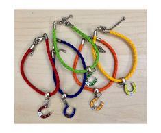 10 PEZZI Bracciale colorato ciondolo mini ferro di cavallo BOMBONIERA