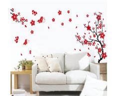 BestOfferBuy - Adesivo Sticker Murale Romantico con Fantasia Fiori di Mirabolano e Farfalle