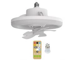 YIAGXIVG Ventilatore da soffitto con luce a LED, rotazione a 360°, attacco E27, lampada moderna a 5 lame, con convertitore B22, per dormitorio, ufficio, camera da letto, studio