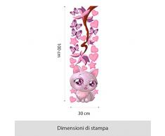 R00076 Adesivo murale per bambini Wall Art "Kitty love" - Misure 30x100 cm - Decorazione parete, adesivi per muro, carta da parati