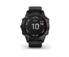 Garmin fēnix 6 Pro, orologio GPS multisport definitivo, funzionalità di mappatura, musica, monitoraggio del ritmo regolato in base al grado e sensori Pulse Ox, nero con cinturino nero