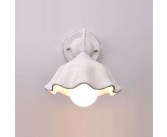 Ceramica bronzo corridoio-Lampada da parete, in metallo, stile Country per camera da letto, da parete, stile Vintage europeo, scale Lighting Fixtures-Specchio da parete applique da parete effetto anticato bianco