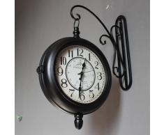 YAYONG Orologio da Parete della Stazione, Orologio da Parete a Doppia Faccia da 30 Cm, Orologio da Parete a Doppia Faccia per Interni Ed Esterni, Orologio per Stazione dei Treni da Giardino