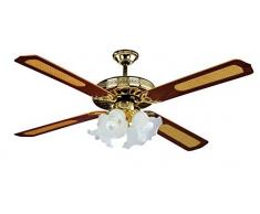 DCG Eltronic VECRD53L, Ventilatore a Soffitto in Legno, 4 Luci, 230v, 50hz