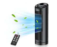 VCK Ventilatore a torre, 80° oscillante con telecomando, 36 cm, piccolo ventilatore da tavolo portatile, 3 velocità, timer da 12 ore, ventilatore silenzioso per camera da letto e ufficio