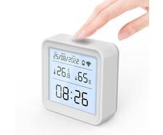 eMylo Termometro Igrometro Ambiente WiFi Interno, Tuya Bluetooth Termometro Digitale Sensore Temperatura con Schermo Retroilluminato Registrazione Dati, Termometro Casa Misuratore Umidità Ambiente