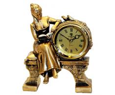 LOSAYM Soprammobili Sculture Orologio da Tavolo in Resina Vintage Camera da Soggiorno Camera da Letto Casa Decor Orologio da Scrivania Betury Bambina Lettura Scultura Scrivania Regalo