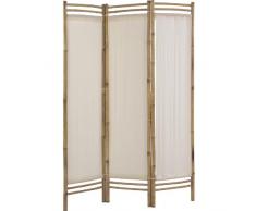 PEGANE Paravento di 3 Pannelli in bambù e Cotone