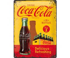 Targa in metalo 30 x 40 cm - Coca-Cola - In Bottles Yellow