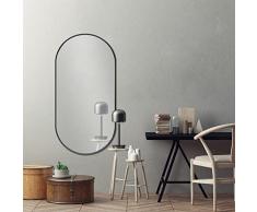 [en.casa] Specchio da Parete 40 x 80 cm Specchio Ovale da Bagno con Fissaggio Verticale-Orizzontale - Cornice in Alluminio - Nero