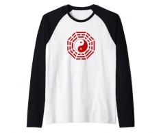 Specchio Bagua Feng Shui Yin Yang Simbolo per gli amanti di Tai Chi Maglia con Maniche Raglan