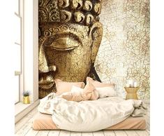 murimage Carta Parati Buddha Vintage Oro 274 x 254 cm Include Colla Rustico Asia Tempio Bronzo Meditazione spiritualmente Feng Shui Legno fotomurali
