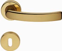 Maniglia con Rosetta per Porta in Ottone Lucido modello Idea 1 Coppia