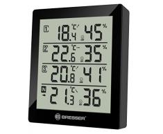 Bresser 7000020CM3000 Temeo Hygro Quadro Termometro e Igrometro per 4 Punti di Misura, Nero