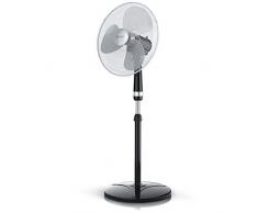 Brandson - Ventilatore a piantana classico - 42cm diametro - Oscillazione 80° - 3 Livelli di Potenza - 50W - Elevato Flusso dAria - Silenzioso - Argento Nero