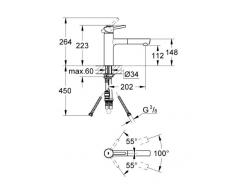 Grohe 31129001 Concetto Miscelatore Monocomando Lavello, con Doccetta Estraibile Monogetto, Cromo