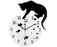 Orologio Acrilico,Orologio Moderno Da Parete, Orologio Da Parete Acrilico Creativo Gatto Con Pendolo A Coda Di Oscillazione Per Soggiorno Camera Da Letto Cucina Arredamento Casa, Batteria Non Inclusa