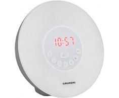 GRUNDIG Radiosveglia con simulazione dellalba e luce datmosfera con diversi colori a LED per svegliarsi con suoni naturali o con funzione radio snooze, visualizzazione dellora a LED