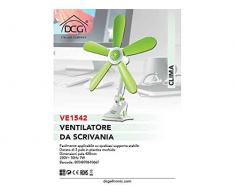 VENTILATORE DA SCRIVANIA – VE1542. Facilmente applicabile su qualsiasi supporto stabile. Dotato di 5 pale in plastica morbida. Dimensioni pala 420mm