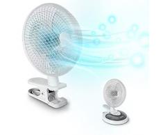 Duronic FN15 Mini ventilatore da tavolo 2 Velocità 15 W e diametro 20 cm | Ventilatore personale con clip portaoggetti e fissaggio a muro 3 pale | Ultra silenzioso per casa ufficio scrivania e letto