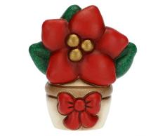 THUN - Natale 2022 - Soprammobile Vasetto con Stella di Natale in Ceramica Decorata a Mano, Versione Mini - Idea Regalo Natale 2022-4.8x3.2x5.5 cm h