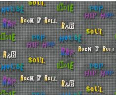 A.S. Creation, 936233, 936 233 ragazzi e ragazze 4 modello carta da parati di musica, colorato / metallizzato / nero